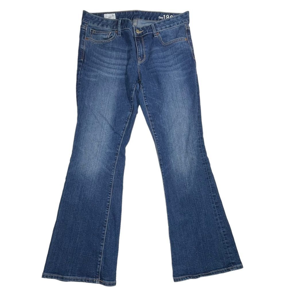 Gap Curvy Flare Jeans Womens 31S Measures 34x30 Mid Rise Medium Wash Denim Blue
